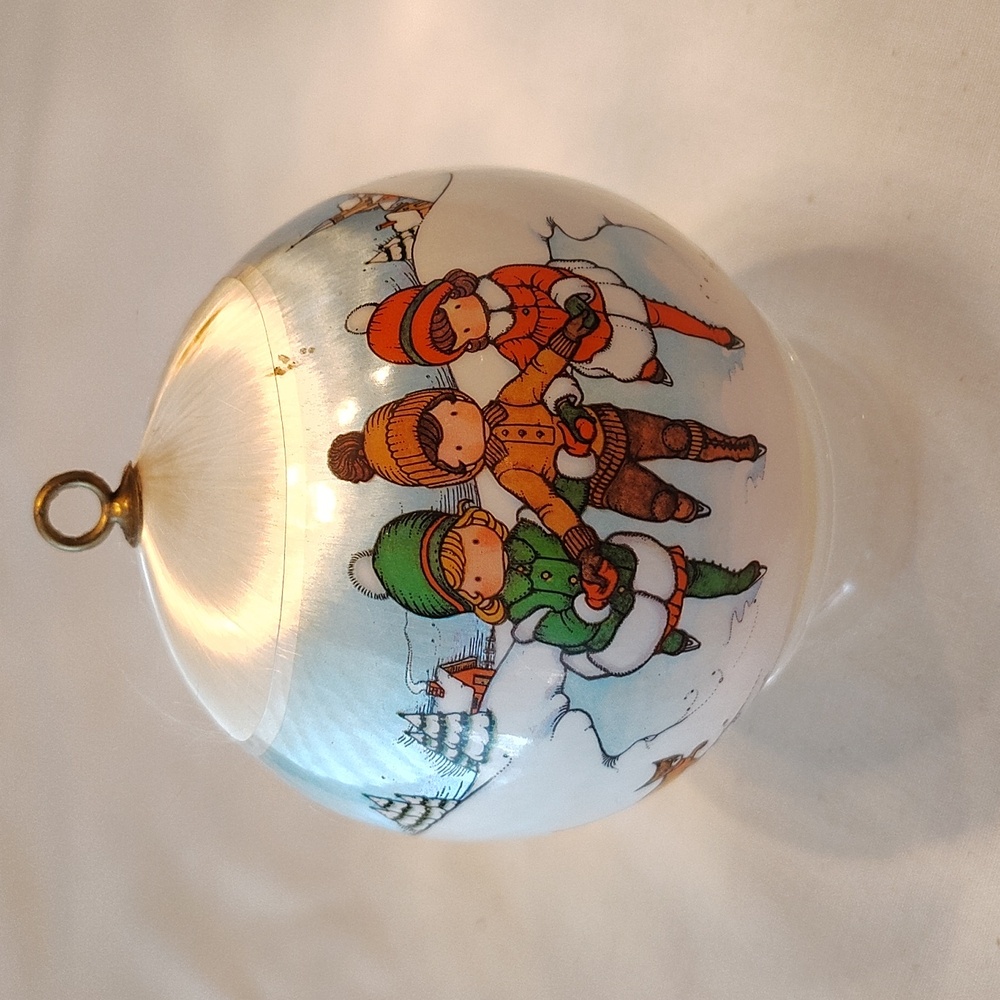 Joan Walsh Anglund satin ball ornament Christmas 1980